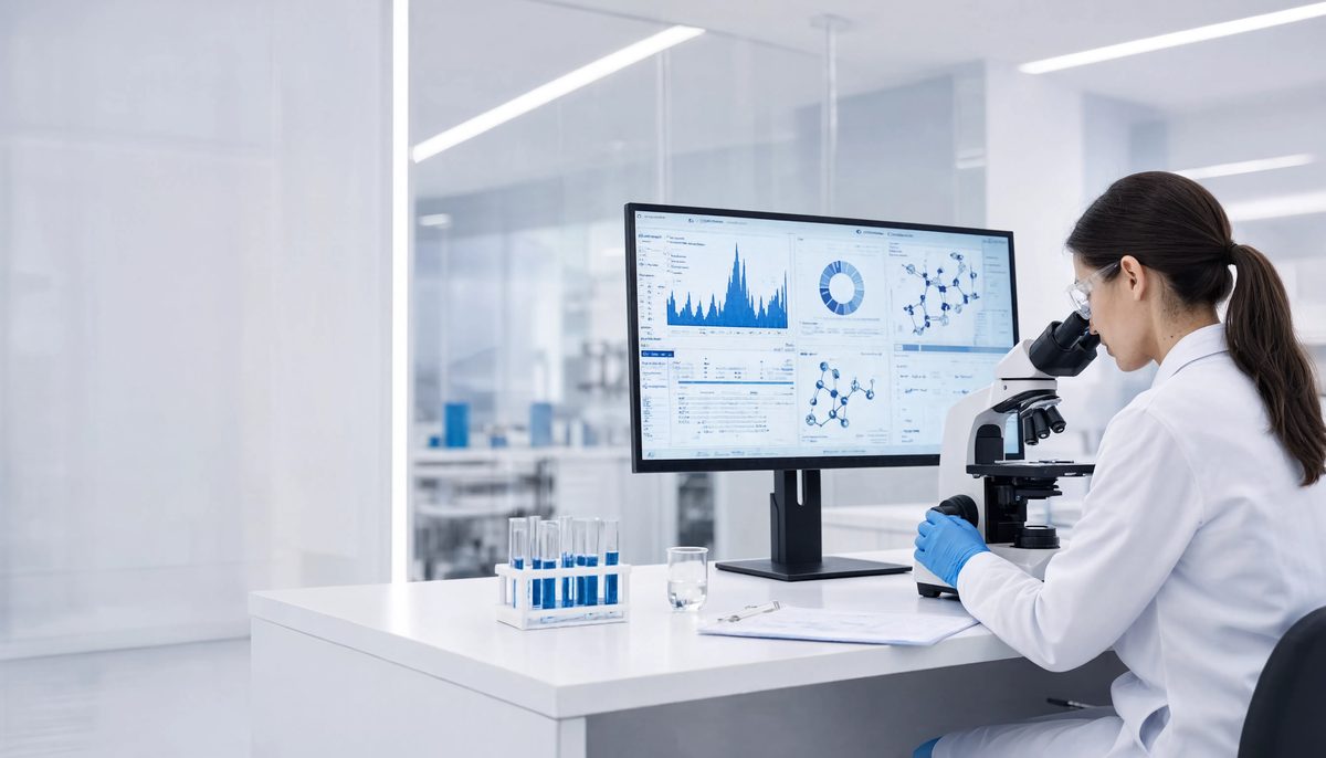 Researcher analysing metabolic data graphs